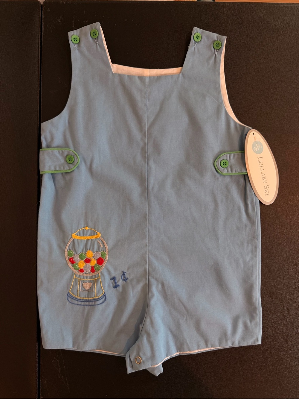 Lullaby Set Light Blue Boys' Gumball Embroidered One-Piece